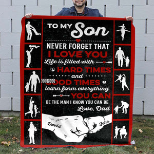 Never Forget That I Love You Personalized Blanket, Father And Son Gift - Blanket - GoDuckee