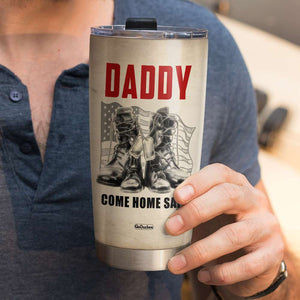 Personalized Veteran Dad Tumbler, Walk Alongside Me Daddy, Dad and Son Military Boots - Tumbler Cup - GoDuckee