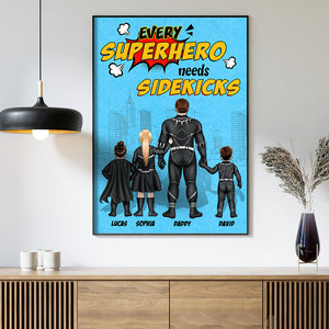 Every Super Dad Needs Sidekicks Personalized Family Canvas Print Gift For Dad - Poster & Canvas - GoDuckee