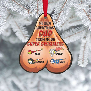 Merry Christmas Dad From Your Super Swimmers, Personalized Christmas Ornament - Ornament - GoDuckee