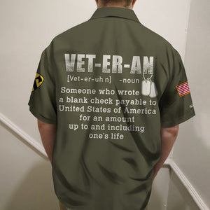 Veteran Hawaiian Shirt - Custom Military Unit - A Blank Check Payable, Soldier Front - Hawaiian Shirts - GoDuckee