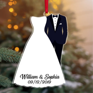 Personalized Newlywed Couple Ornament, Christmas Tree Decor - Ornament - GoDuckee