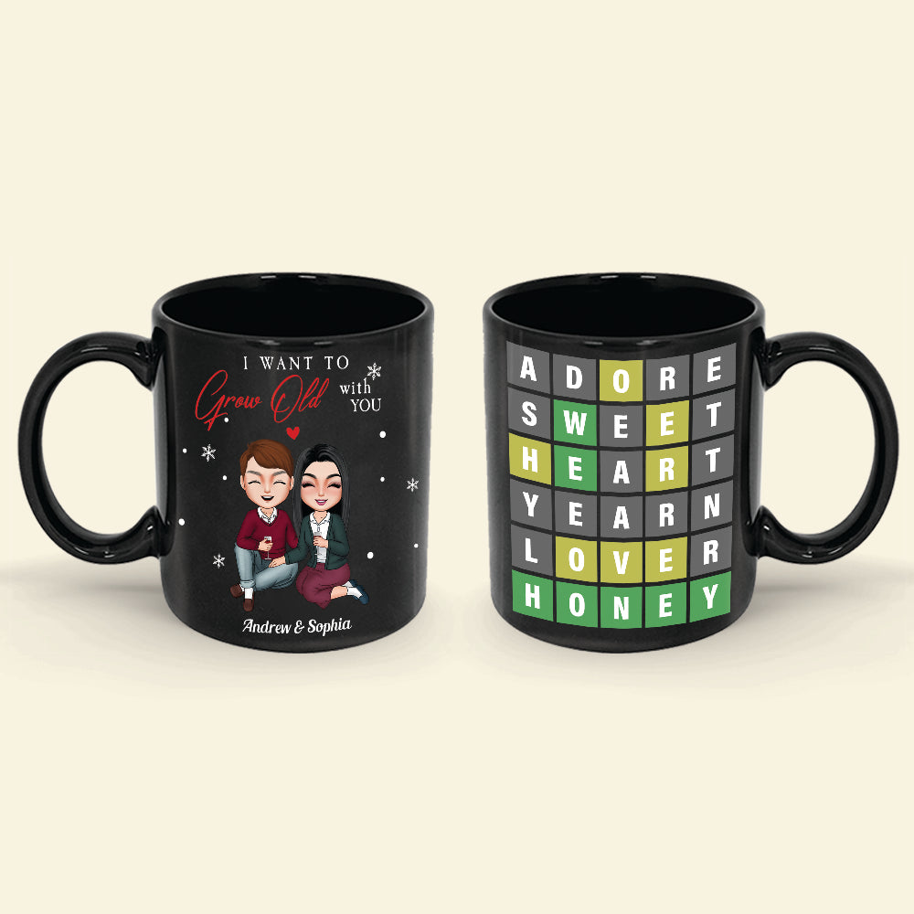 I Want To Grow Old With You Personalized Wordle Couple Mug, Gift For Couple - Coffee Mug - GoDuckee