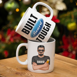 Built Beard Tough - Personalized White Mug - Gift for Dad - Man with Arms Crossed - Coffee Mug - GoDuckee