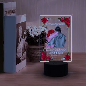 From Our First Kiss Till Our Last Breath - Personalized Led Night Light - Gift for Couple - Couple Back View - Led Night Light - GoDuckee