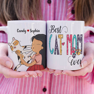 Best Cat Mom Ever Personalize Mug, Gift For Cat Lovers, Funny Cat Mom Mug - Coffee Mug - GoDuckee