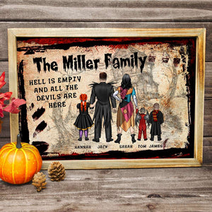 The Hell Is Empty Cos All The Devils Are Here, Personalized Horror Family Canvas Print - Poster & Canvas - GoDuckee