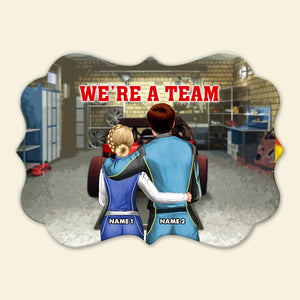 We're A Team, Build It, Race It - Personalized Couple Ornament - Valentine Gift, Christmas Gift For Dirt Track Racing Couple - Ornament - GoDuckee