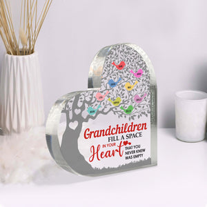 Grandchildren Fill A Space In Your Heart, Grandma Mother's Day Gift, Personalized Heart Acrylic Plaque - Decorative Plaques - GoDuckee
