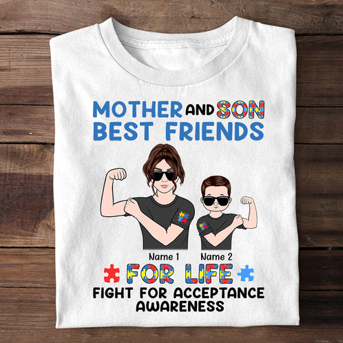 Personalized Gifts For Autism Awareness Month, Mother and Autism Son Custom Shirts - Shirts - GoDuckee