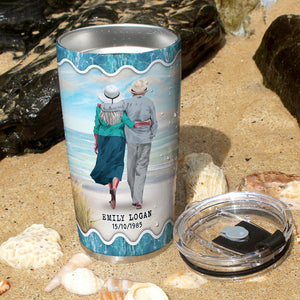 I Want To Hold Your Hand At 80 & Say: "Baby Let's Go To The Beach" Personalized Couple Tumbler Cup Gift For Couple - Tumbler Cup - GoDuckee