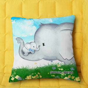 Elephant Mother's Day, Mom And Kid Personalized Square Pillow - Pillow - GoDuckee