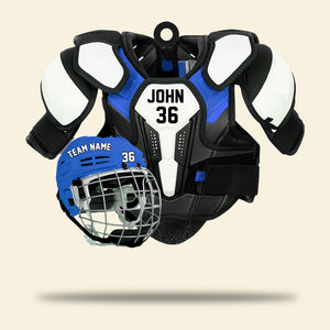 Hockey Helmet and Shoulder Pads - Personalized Christmas Ornament - Gift for Hockey Players - Ornament - GoDuckee