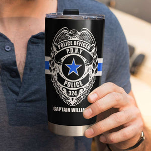 Police Shield - Personalized Tumbler - Tumbler Cup - GoDuckee