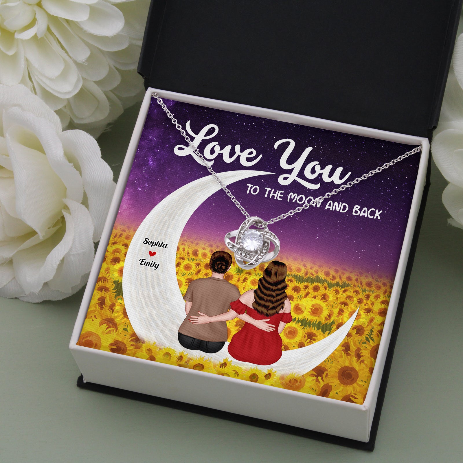 Love You To The Moon And Back Love Knot Necklace Gift For Mom - Jewelry - GoDuckee