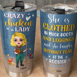 Chicken Lady She Is Clothed In Muck Boots and Leggings, Personalized Tumbler, Gifts for Farmer Girls - Tumbler Cup - GoDuckee