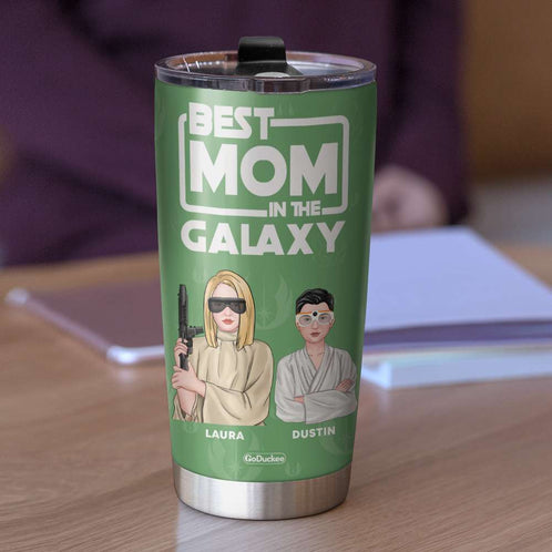 Personalized Best Galaxy Mom Tumbler, Mom Kid, Fighting Mode - Tumbler Cup - GoDuckee