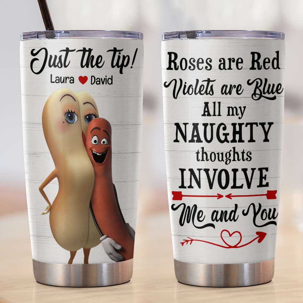 Personalized Funny Couple Tumbler - All My Naughty Thoughts Involve Me -  GoDuckee