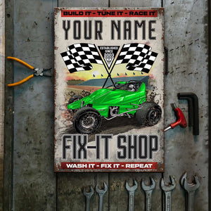 Dirt Track Racing Metal Sign - Custom Dirt Track Car - Build It Tune It Race It - Metal Wall Art - GoDuckee