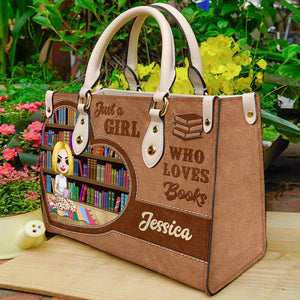 Just A Girl Who Loves Books, Personalized Leather Bag, Gift for Book Girls - Leather Bag - GoDuckee