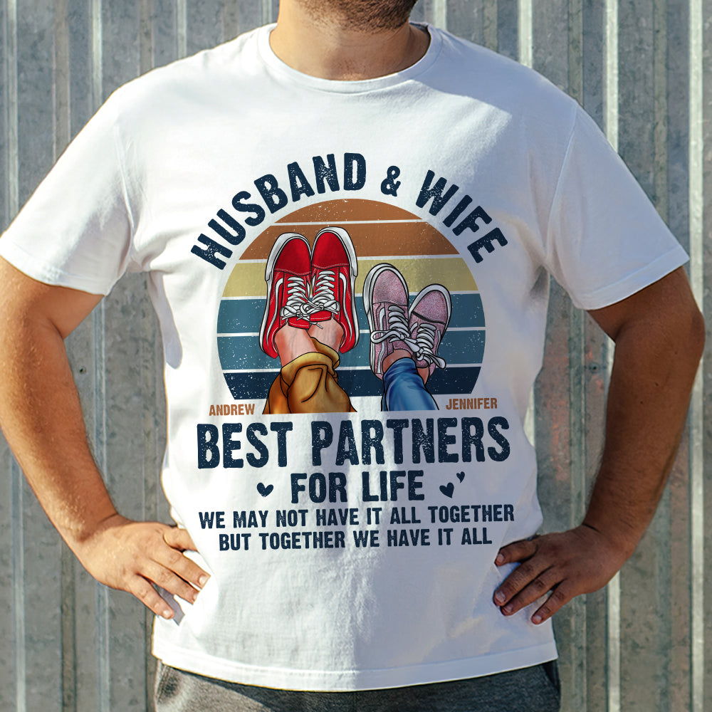 Husband and Wife Best Partners For Life Personalized Shirt, Gift For Couple - Shirts - GoDuckee
