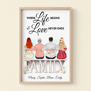 Family Where Life Begins And Love Never Ends, Personalized Family Canvas Poster, Gift For Family - Poster & Canvas - GoDuckee