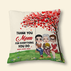Thank You Mother's Day, Mom And Children Personalized Square Pillow - Pillow - GoDuckee