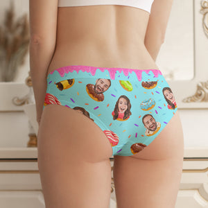 Donut Cake With Sweet Background - Custom Photo Couple Boxer Briefs - Boxer Briefs - GoDuckee