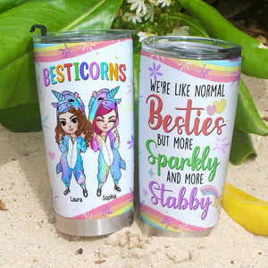 Unicorn Besties, Like Normal Besties But More Sparkly And Stabby, Personalized Tumbler - Tumbler Cup - GoDuckee