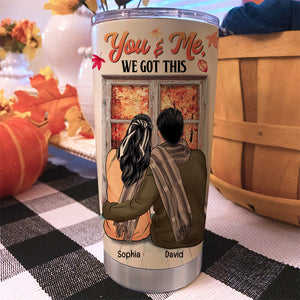 Fall Season Gift - Personalized Autumn Couple Tumbler, Always Beside You, Look Out The Window - Tumbler Cup - GoDuckee