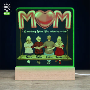Mother’s Love Is Peace, Mom And Children Personalized 3D Led Light Wooden Base, Gift For Mother's Day - Led Night Light - GoDuckee