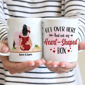 Get Over Here And Eat My Heart - Shaped Box, Personalized Couple Tumbler, Gift For Couple - Coffee Mug - GoDuckee
