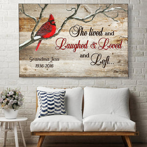 She Lived And Laughed & Loved And Left, Personalized Heaven Poster Canvas - Poster & Canvas - GoDuckee