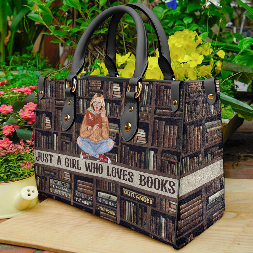 Wallpaper Girl Reading Book, Book Lover Leather Bag Gift - GoDuckee