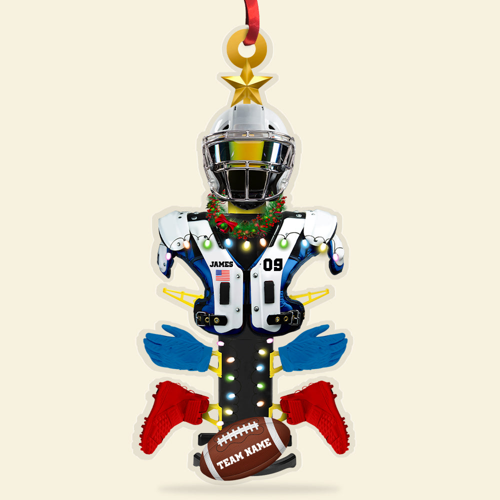 football gear stand Personalized Football Gear Rack Ornament, Christmas Gift For Football