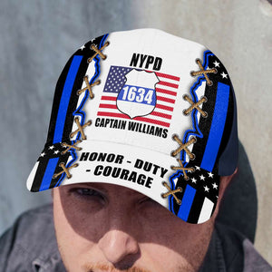 Honor Duty Courage, Personalized Police Classic Cap, Gift for Police - Classic Cap - GoDuckee