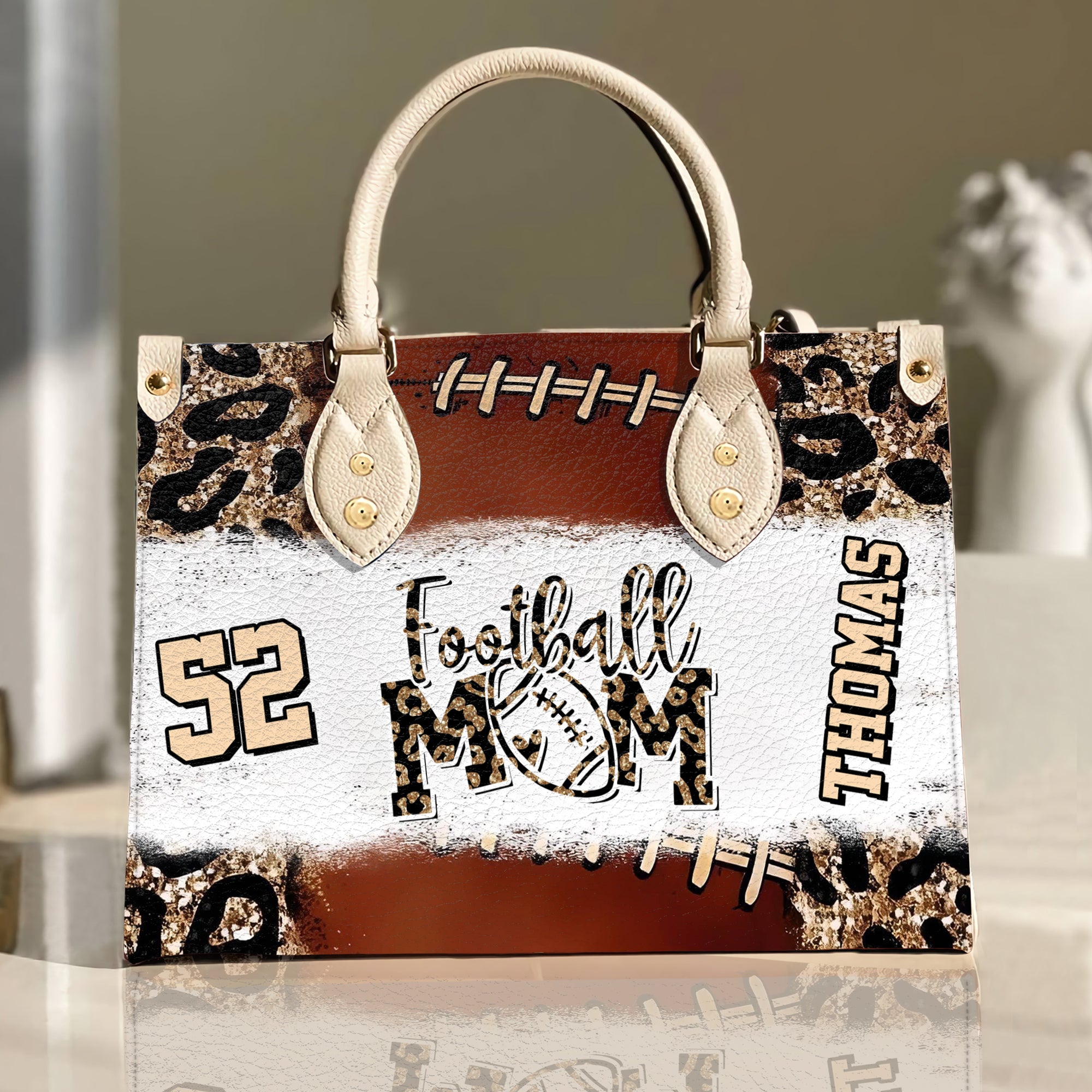 Football Mom, Personalized Leather Bag, Gifts For Football Mom - GoDuckee