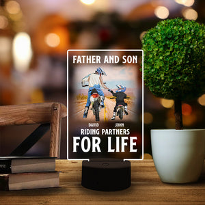 Father and Kid Riding Partners For Life - Personalized Led Night Light - Gift for Dad - Motocross Dad and Kid - Led Night Light - GoDuckee