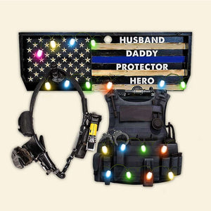 Police Husband Daddy Protector Hero - Personalized Christmas Ornament - Police PPE - Ornament - GoDuckee