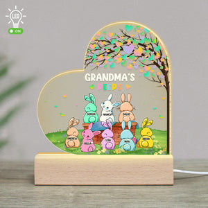 Grandma's Peeps, Personalized Led Light Wood Base, Gift For Grandma - Led Night Light - GoDuckee