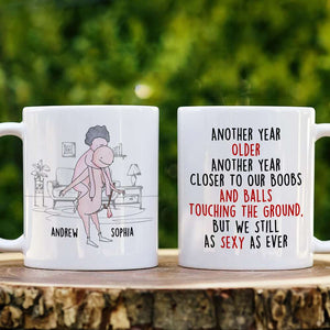 Another Year Older, Naughty Old Couple White Mug - Coffee Mug - GoDuckee