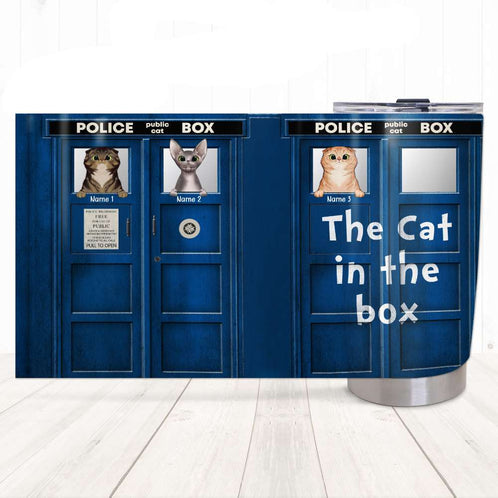 Personalized Cat Lovers Tumbler - Phone Box The Cat In The Box - Tumbler Cup - GoDuckee