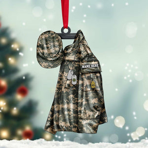 Army Uniform On Clothes Hanger - Personalized Christmas Ornament - Gift for Army Soldiers - Ornament - GoDuckee