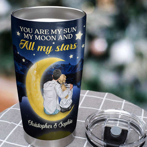 You Are My Sun My Moon And My All Stars Personalized Couple Tumbler Cup - Tumbler Cup - GoDuckee