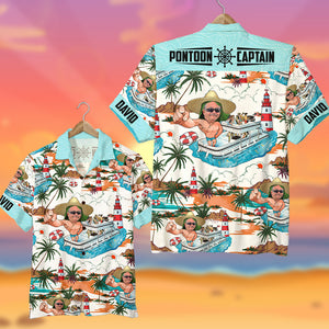 Pontoon Captain Personalized Pontoon Hawaiian Shirt, Gift For Man - Hawaiian Shirts - GoDuckee