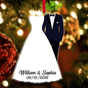 Personalized Newlywed Couple Ornament, Christmas Tree Decor - Ornament - GoDuckee