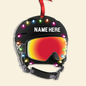 Skiing Helmet with Christmas Light - Personalized Christmas Ornament - Ornament - GoDuckee