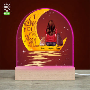 Love You To The Moon And Back, Gift For Mom, Personalized Led light, Pet Lover Led Light, Mother's Day Gift - Led Night Light - GoDuckee