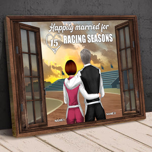 Personalized Racing Couple Poster - Happily Married For Racing Season - Window View - Poster & Canvas - GoDuckee