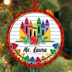 Personalized Teacher Ornament, Custom Monogram Name, Christmas Tree Decor - Ornament - GoDuckee